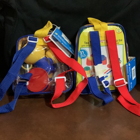 🆕 Two Clear Kid Size Backpacks filled with plastic,TOY, Kitchen play sets - Picture 6 of 9